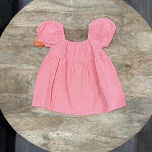 NEW 12M Girls Coral Swiss Dot Dress